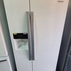 White Whirlpool 33" Wide Apartment Size Side By Side Refrigerator 