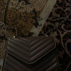 Chic Chocolate Brown Chevron Quilted Crossbody Bag