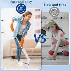 2024 Upgraded Electric Spin Scrubber , Cordless Shower Scrubber with 6 Replaceable Heads and Adjustable Extension Handle , 2 Adjustable Speeds Power