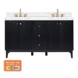 Bathroom Vanity 60" Double Sink With Carrara Marble Top 