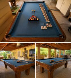 Slate Pool Table 8ft – Includes Cues, Rack & Balls