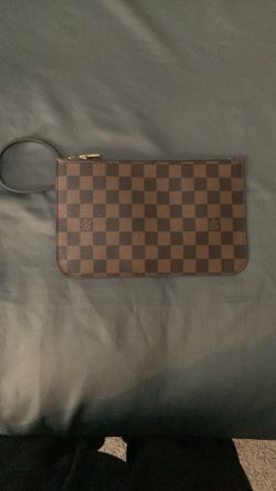 brown pochette wristlet and coin purse