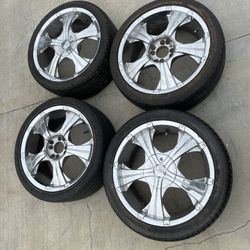 4 - 205/45r17 4x100 4x3.94 4x114.3 4x4.5 Chrome Civic Xb Rims Wheels Tires Good 80% Treads!
