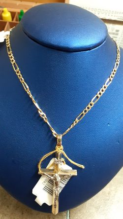 19"figaruchi, 10k,3.8gr ,pendant 14k4.6gr