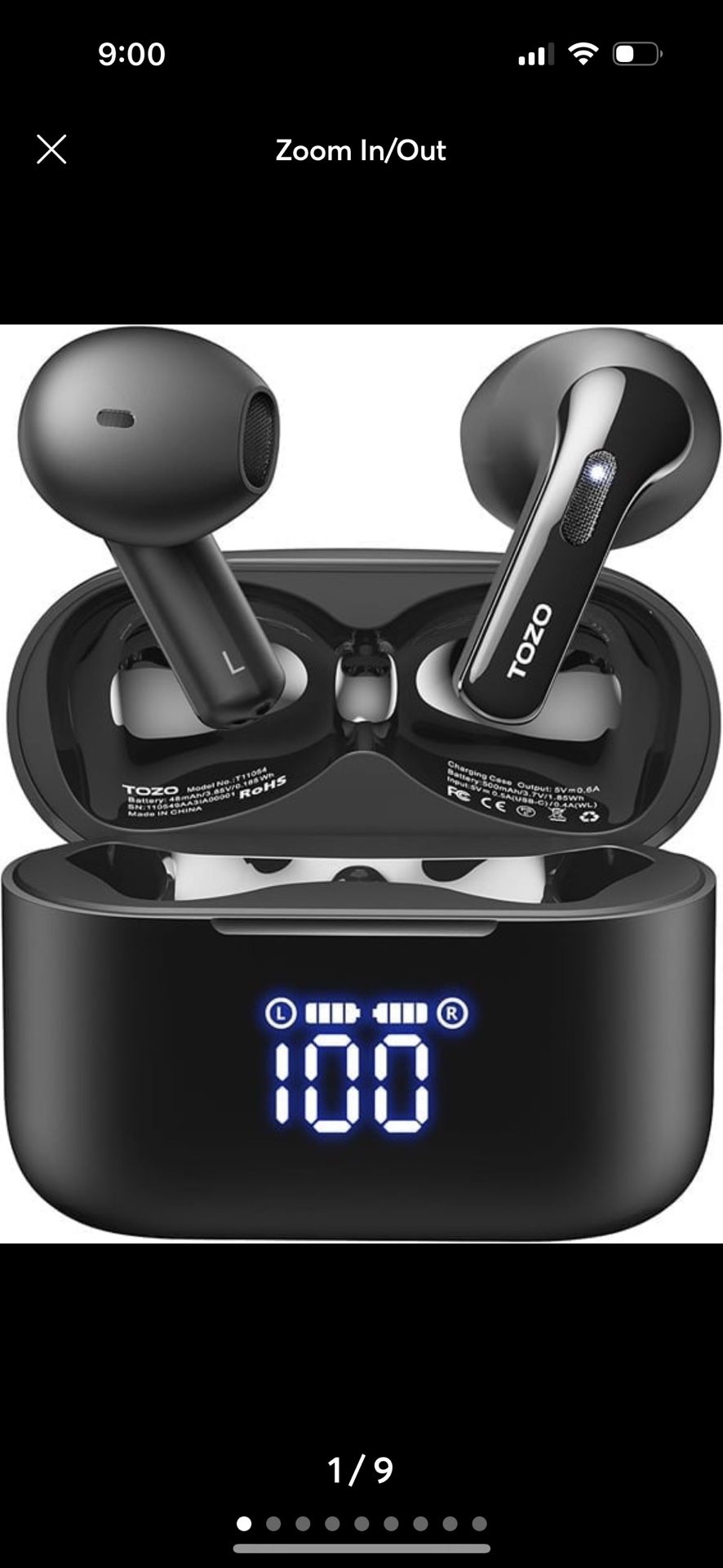 TOZO Tonal Fits(T21) Wireless Earbuds Bluetooth 5.3 Dual Mic Call Noise Cancel