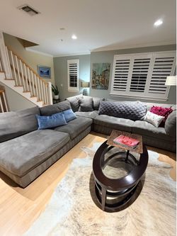 Large Charcoal Gray L-Shaped Sectional Sofa – Ultra Comfortable