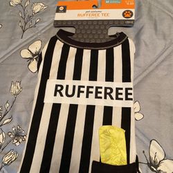 NWT Pet Dog Costume RUFFEREE Size M Up to 50 Lbs Halloween or Football