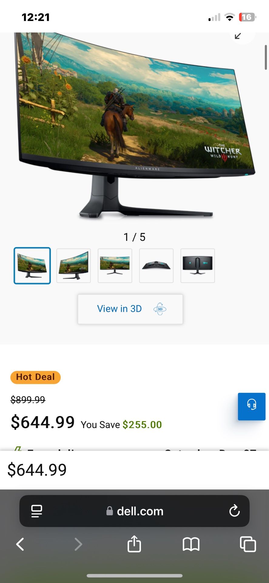 Alienware 34 Curved QD-OLED Gaming Monitor