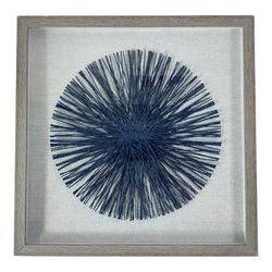 Dimensional Paper Shadow Box Blue String Sunburst Wall Art Home Decor 18”x18”