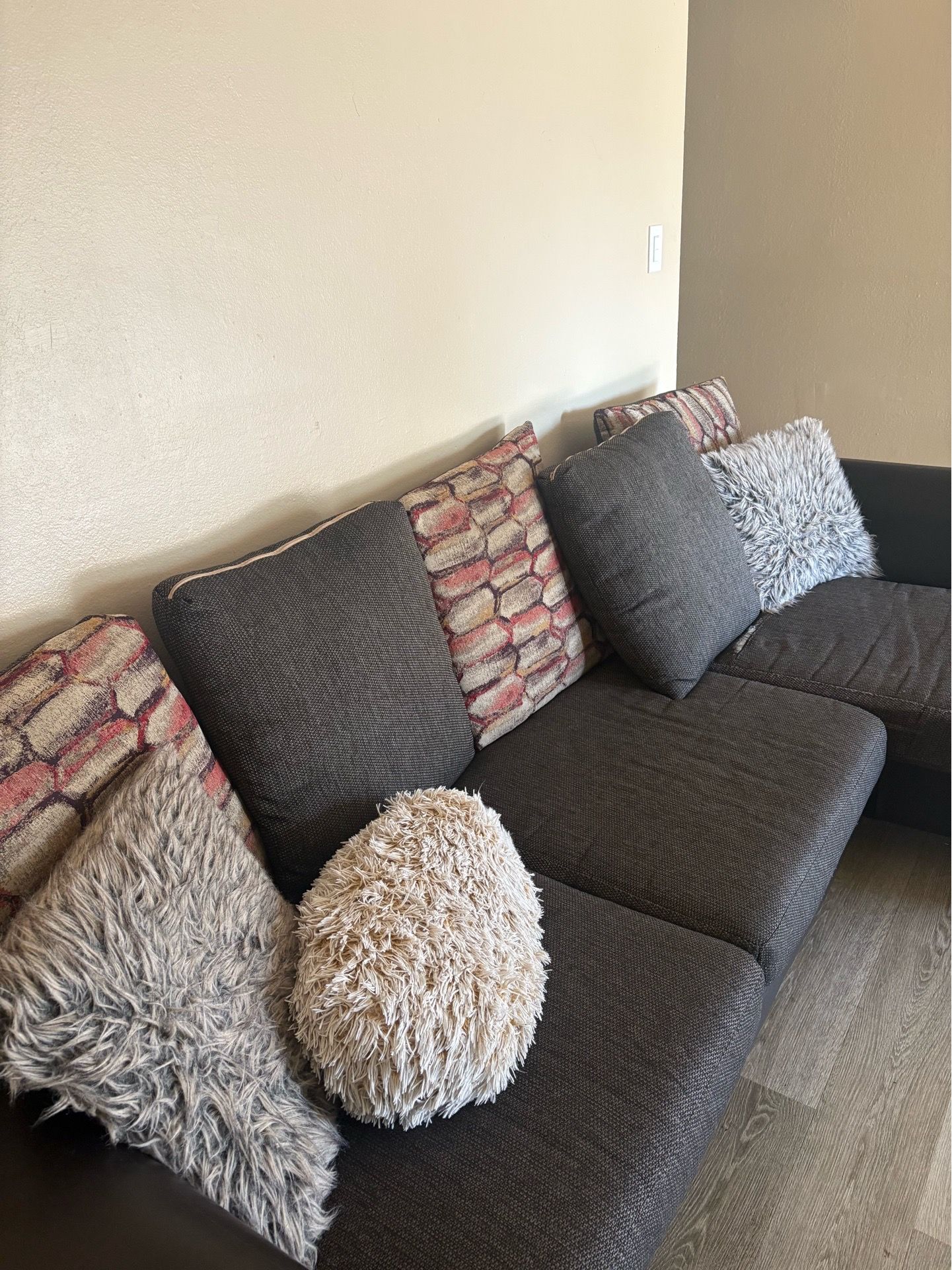 Colorful pillows Brown Sofa