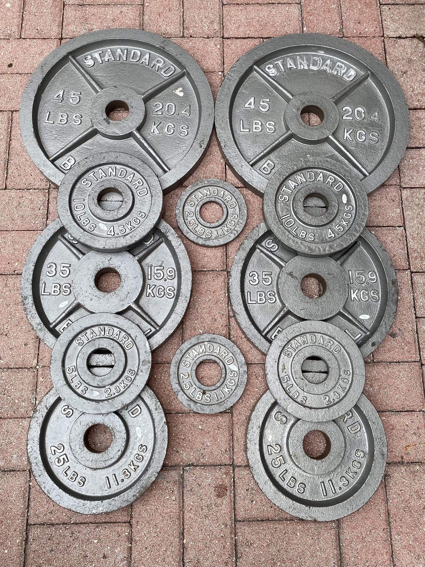 Iron Weight Plate Set 2.5lbs-45lbs 245lbs Total