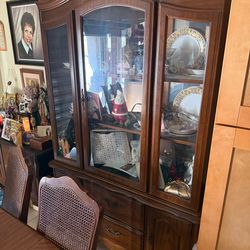Wood table and Showcase cabinet