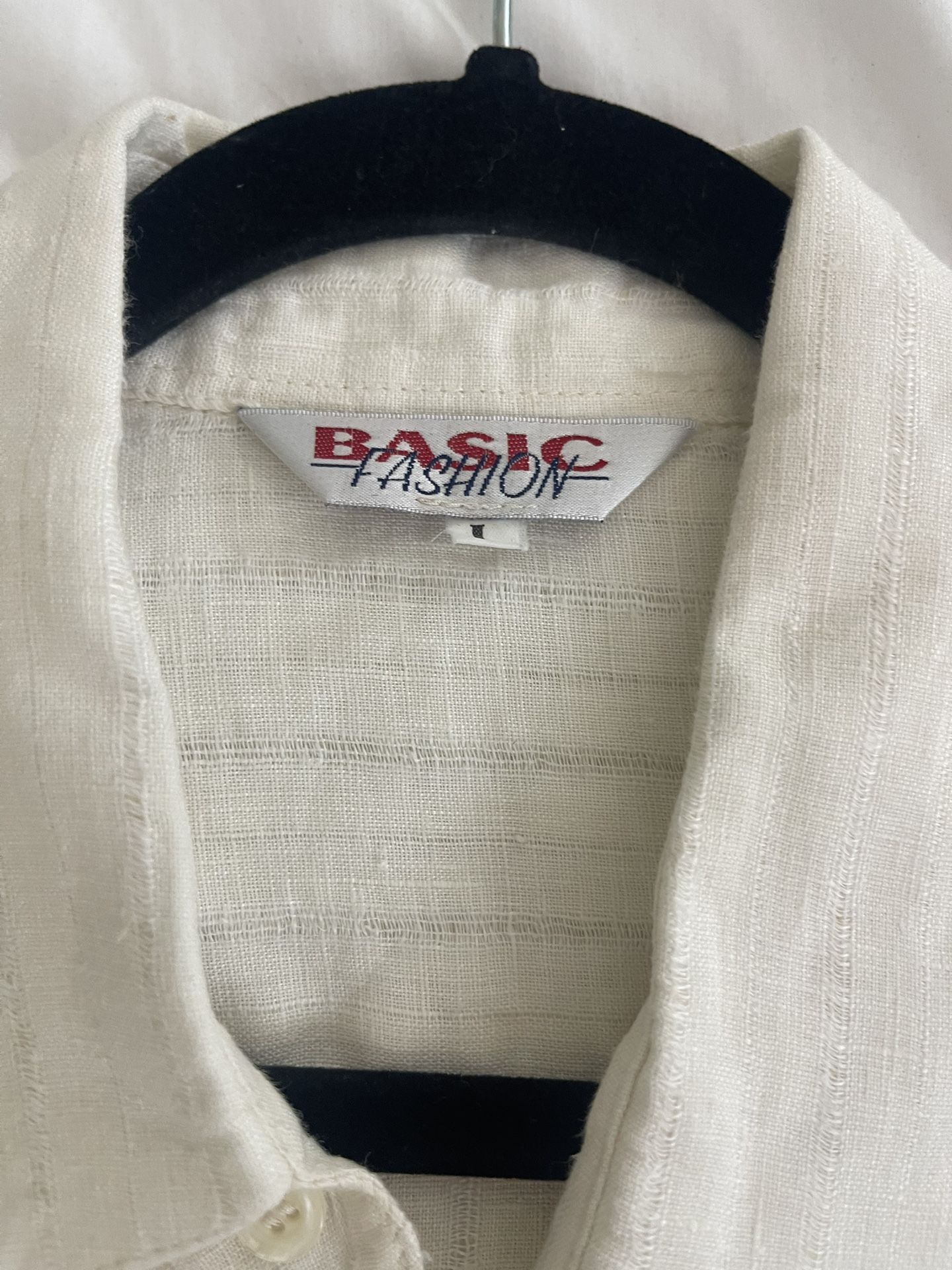 Vintage Basic Fashion White Linen Button-Up Shirt