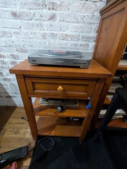Solid Pine Side Table / Record Stand