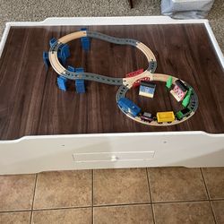 Solid Pine Kids Play Table With Durable Vinyl Top