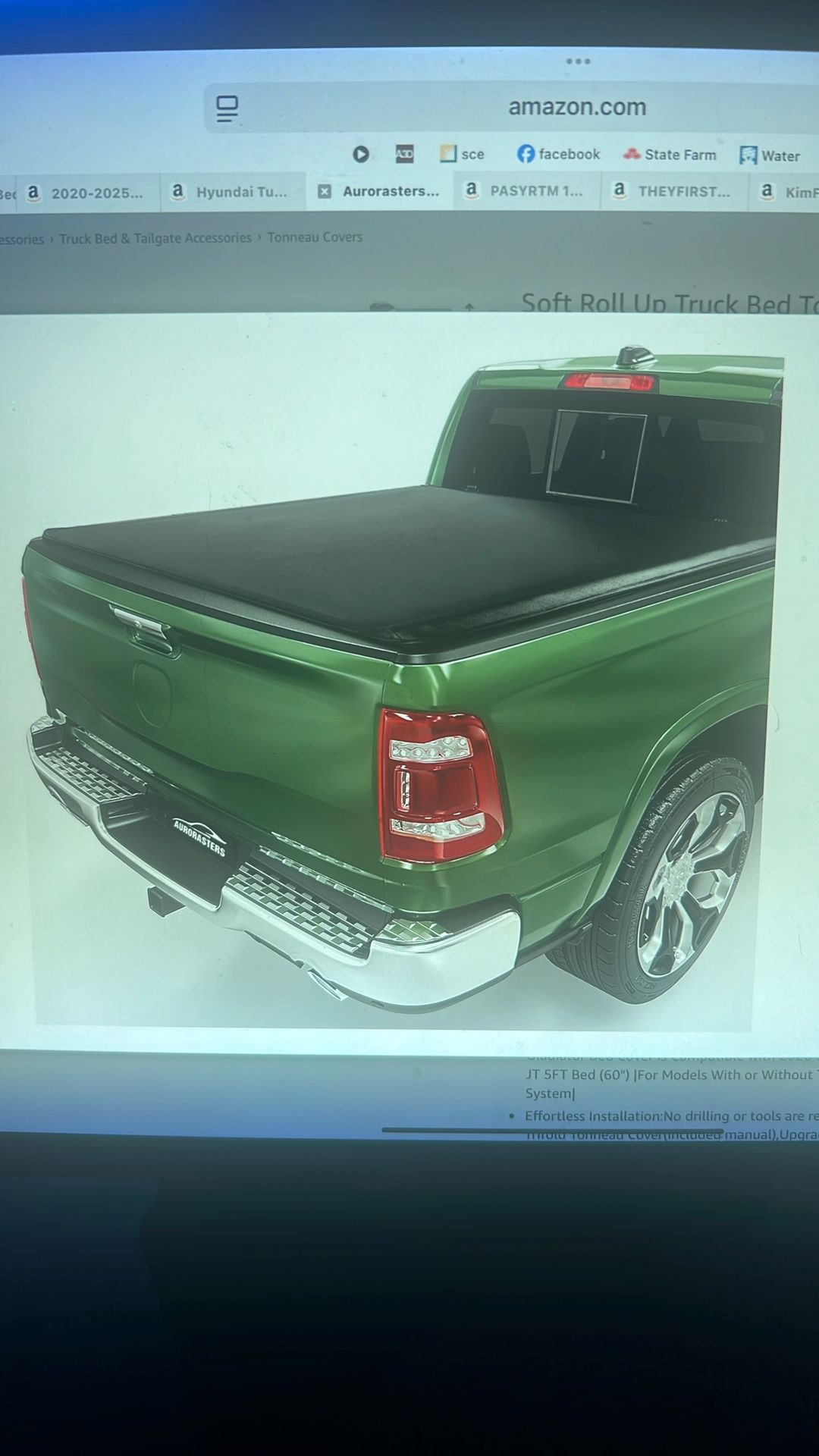 NEW Jeep Soft Roll Up Tonneau Cover. Gladiator JT w/2020 thru 2025 Jeep Gladiator JT 5FT Bed (60.3") For Models With/Without The Trail Rail System