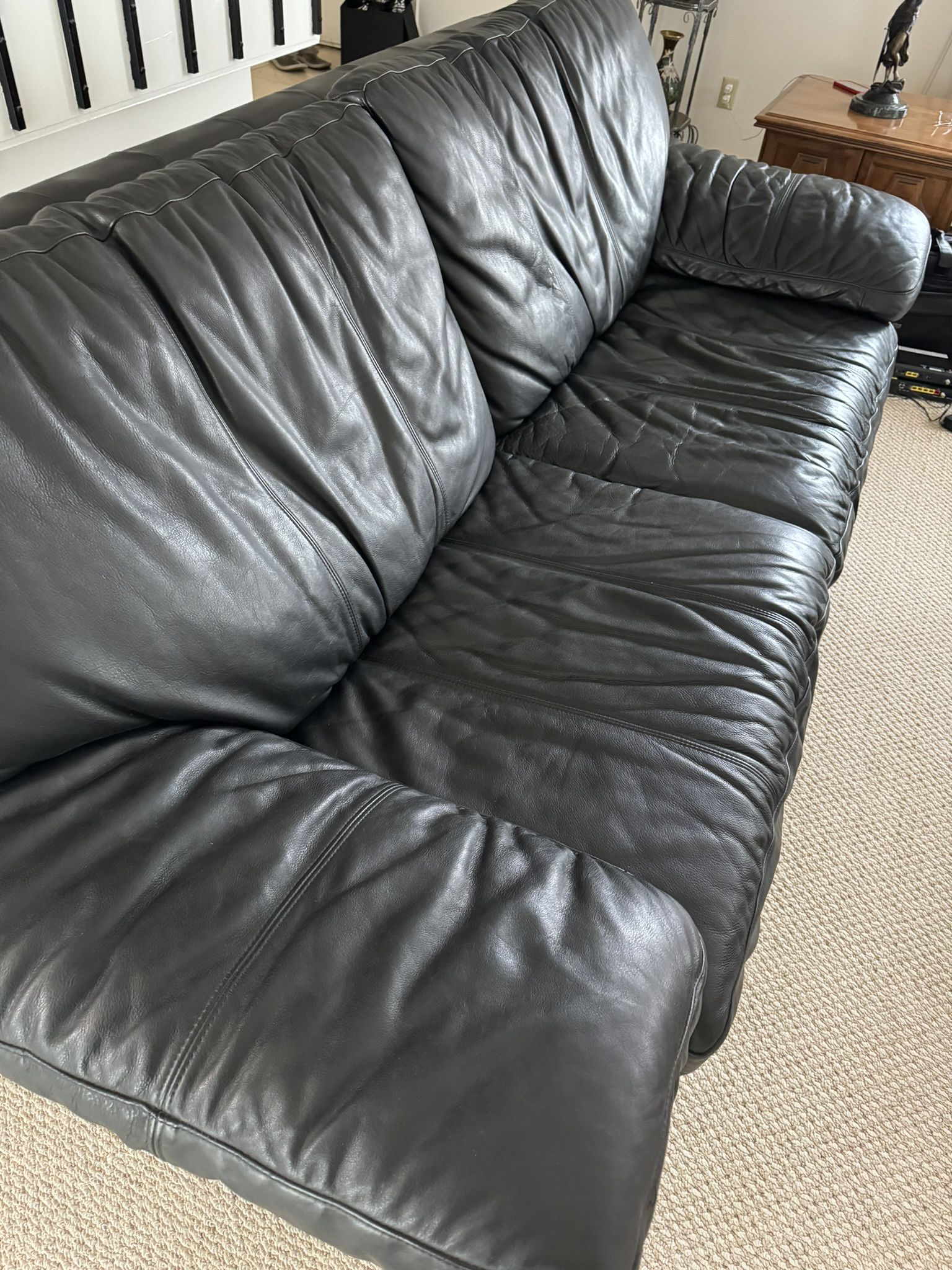 Leather Sofa / Couch with Love Seat in Good Condition