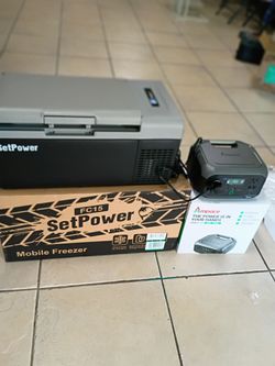 CAMPING COMBO MOBILE FREEZER 16QT. 12V/110  FAST COOLING+300W PORTABLE POWER STATION FAST CHARGING APP CONTROL