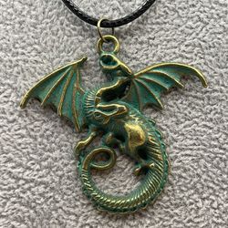 Green Or  Bronze Or Silver Dragon Necklaces 