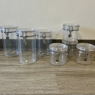 Set of 8 Plastic Storage Canisters with Removable Gaskets
