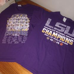 Mens Size Large LSU TIGERS National And Peach Bowl Champions Shirts