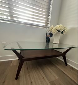 West Elm Glass Top Coffee Table