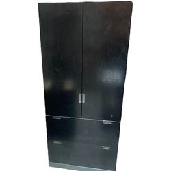 Black storage cabinet with two drawer lateral file