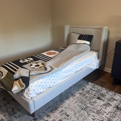 Crate&Barrel Weston Twin Grey Bed 