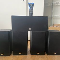 JBL Stage A-Series 5.0 Surround Sound Speaker Set - 4 Bookshelf + Center Channel (Small Mounting Holes / Comes with Black Wood Filler)