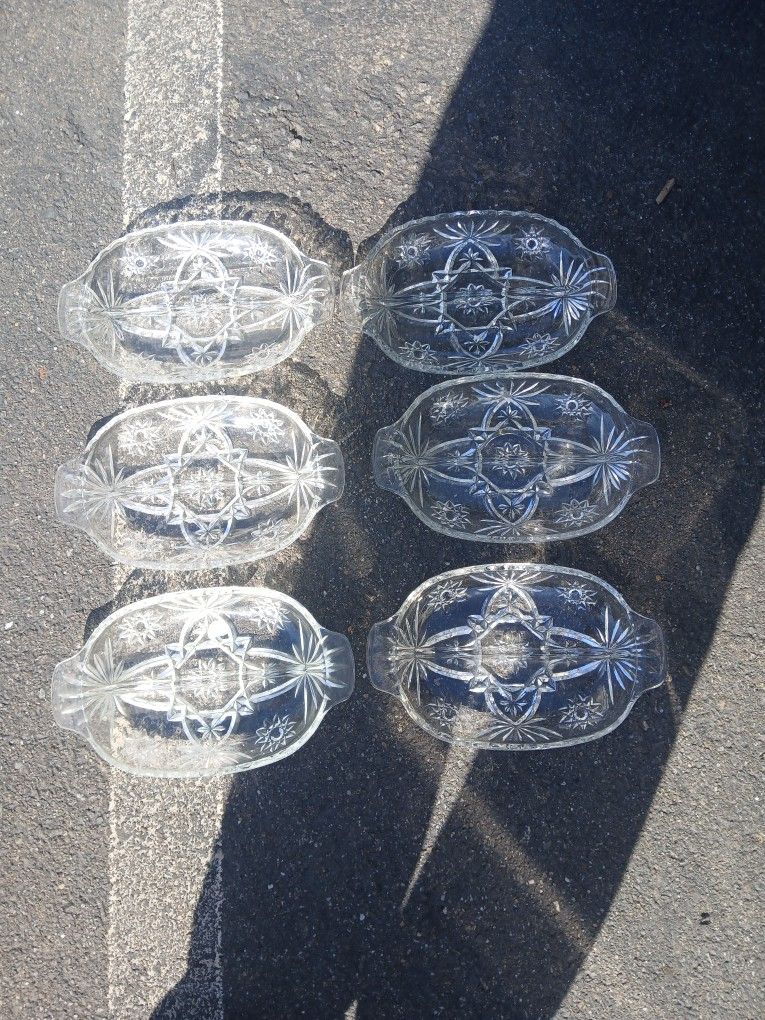 Set Of 6 Crystal Candy Dishes 