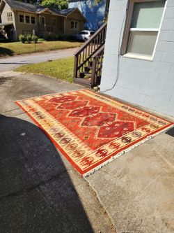 Vintage Wool Turkish Kilim rug