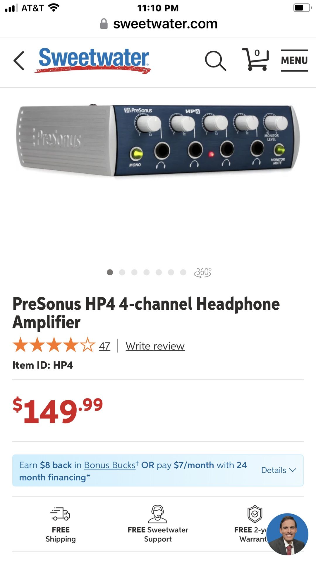 PreSonus HP4 4 Channel Headphone Amplifier