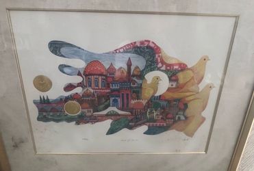 Framed Signed Lithograph City of Peace Print