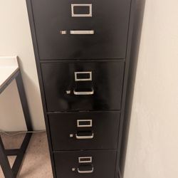 HON Four-Drawer Vertical Black Metal Filing Cabinet