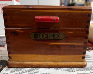 Recipe Box Vintage Cedar Bakelite Handle