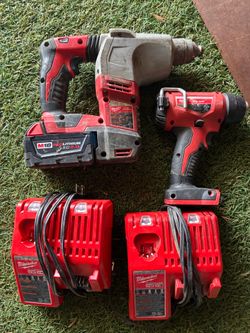 Milwaukee M18 hammer drill, heat gun, & battery chargers 4 sale