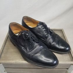 Vintage Mezlan Black Unique Derby Dress Leather Shoes Worn In Sz 10M Lace Up