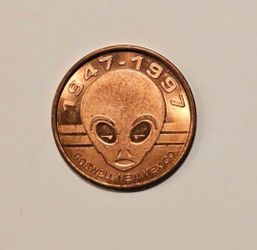 1997 Roswell New Mexico UFO Solid Copper Medal