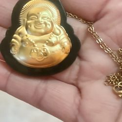 18k Happy Buddha Necklace 