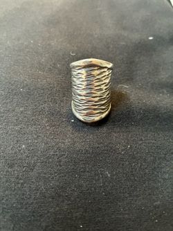 1-of-1 Vintage Brutalist Silver Cigar Band Ring Size 6.5 – Hand-Hammered Textured Sleeve