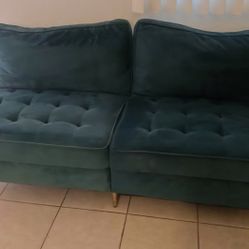 Dark Green Velvet Couch