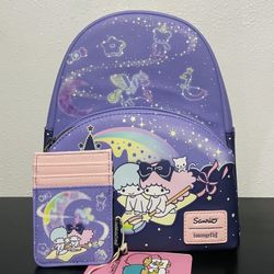 Loungefly Sanrio Little Twin Stars Sky Ride Mini Backpack and Wallet