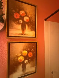 Pair of Framed Floral Oil Paintings