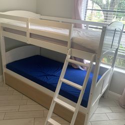 Twin Bunk Bed, Mattresses And Under Storage Drawers Included 