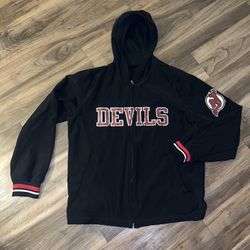 Official NJ Devils Windbreaker Black and Red - Small: 