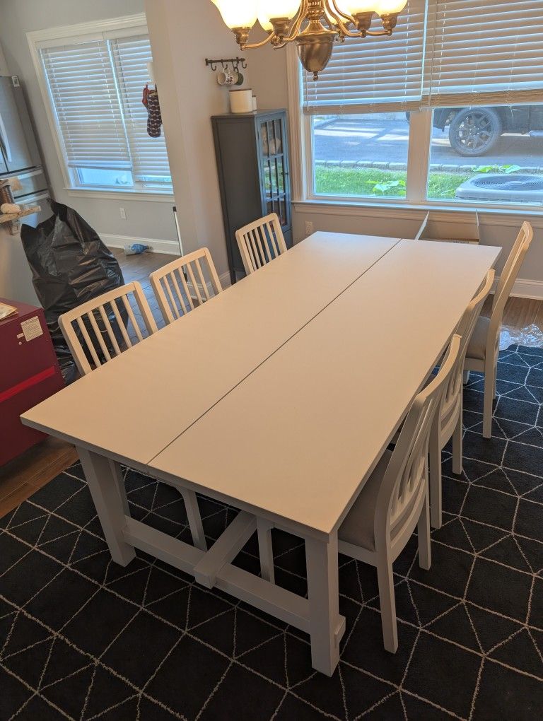 6 Seat White Dining Table (IKEA Nordviken) Extendable