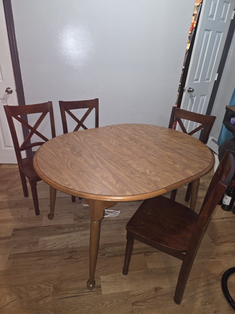 Adjustable Solid Wood Table And 4chairs