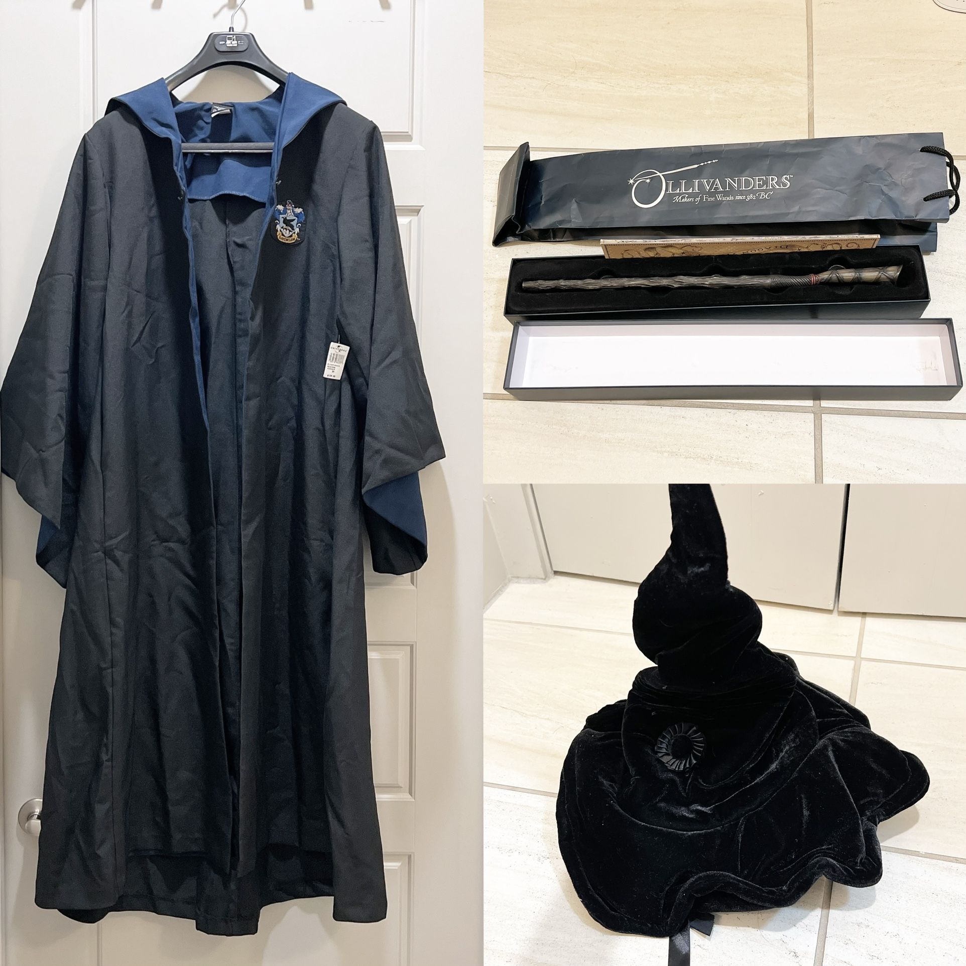 Harry Potter Universal Studios Ravenclaw Robe Size S+Wand+Hat