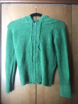 Green Knit Zip Up Hoodie 