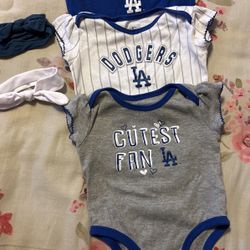 Baby Girl Dodger Shirts With 2 Bows